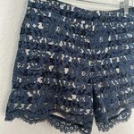Cartonnier Blue Lace Shorts Side Zip Pockets Preppy Boho Spring Vacation Photo 1