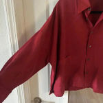 850 Eskandar Button Up Long Sleeve Shirt Jacket Size 0 Color Red Linen Photo 2