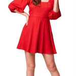 BOG Band of the Free Josette Aurora Red Puff Long Sleeve Mini Dress Size XS New Photo 1