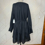 Eloquii Puff Sleeve Scoop Neck Tie Waist Dress Black Size 14 Photo 8