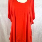 Orange double layer flowy mini dress with pockets size large Photo 0