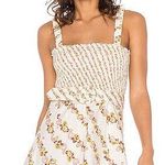 For Love & Lemons Georgia Smocked Mini Dress Mustard Small Photo 0