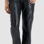 LNA Faux-Leather Pants Contrast-Seam High Rise Pull-On Black Size Small Photo 0