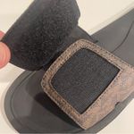 Michael Kors Wade MK Signature Logo Print Slide Women 8 Brown Adjustable Strap Photo 10