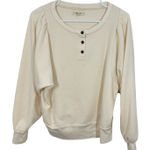 Madewell  Cream Puff Sleeve Henley Sweatshirt Pullover Top Womens Size L Photo 0