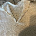Vintage Crop Sweater Knit Crochet Scalloped Hem Cream Ivory Size Small Collar Photo 8