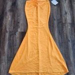 Retrofête Retrofete Orange Maxi Dress Pearl Halter Size Small Sample Photo 0