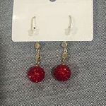 Sterling Silver Red Crystal Cubic Zirconium Drop Dangle Earrings NEW Prom Party Photo 3