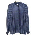 CAbi  Aberdeen Navy Black Plaid Button Up Shirt Ruffled Long Sleeve Women's Small Photo 1