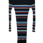 Parker New York Bruna Knit Dress Black Stripe Bodycon Crewneck Flare Hem XS Photo 14