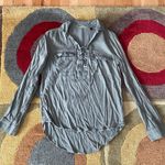 SO Army Olive Green Lace Up Criss Cross Pocket Long Sleeve Top Shirt Junior’s Small Photo 0