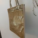 New. Mary Kay 50th Gold Expandable Zipper/Flash tote shopping bag Tan Photo 6