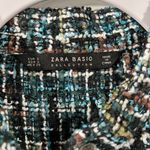 ZARA  Tweed and Cotton Blouse Long Sleeve Size Small Blue Photo 5