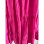 English Factory  Magenta Pink Short Puff Sleeve V-Neck Midi Dress Medium Photo 4