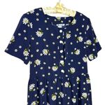 Blair Vintage Dress M Daisy Ditsy Floral Midi Tie Back Shirt Dress Pockets Modest Photo 2