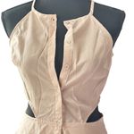 YA Los Angeles Elegant Cream Halter Dress Photo 2