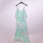 Lilly Pulitzer NEW Harrington Stretch Knit Skye Blue Salute Maxi Long Dress L Photo 3