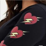 Torrid Slim Fit 2 Heart Bolt Print Knit Crew Neck Black Graphic Tee Photo 4
