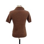 Anthropologie Moth Polo Sweater Short Sleeve Chenille Brown Tan Size XS Photo 5