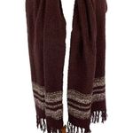 Simply Noelle  Maroon Knit Fringe Scarf Striped Soft Cozy Acrylic Winter Wrap Photo 1