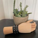 Kara NYC Cara New York Vintage y2k Leather Punk Rivets Decor Wide Bracelet Unisex cuff wristband snap moto rock whimsygoth OS 2 row pyramid metallic Photo 0