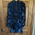 Anthropologie  velvet burnout Elegant Black and Blue Sheer Dress size medium Photo 2