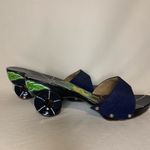 Source Unknown Navy Blue Wooden slip-on Clogs with round heels size 39 Photo 7