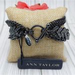 Ann Taylor NWT  Statement Bracelet Gun Metal Multi Strand Crystal Accents Toggle Photo 2