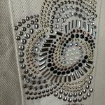Christine Alexander Cream Silver Embroidered Jean Jacket Size M Photo 3