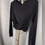 Bar III  cropped crossover black long sleeve top. Size medium, like new! Photo 6