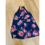 Everly  Women's‎ Dress Navy Blue Floral Lined Halter Neck Keyhole Back Size Small Photo 4