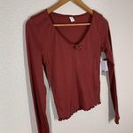 BP Small Lettuce Edge Long Sleeve Top Red Pomegranate NEW Photo 3