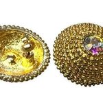 Vintage Avon Womens Earrings Dome Shaped Jewel Embellished Gold Tone Photo 0