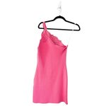 Self Portrait NWT One Shoulder Ribbed Knit Mini Dress Pop Pink Large Photo 3