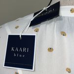 Kaari Blue  size medium women’s blouse ivory with decorative shell fan dot lined Photo 1