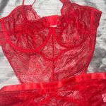 Sexy Lingerie Bodysuit Lace Teddy Snap Crotch V Neck Cut Out One Piece Babydoll Red Size XL Photo 1