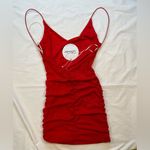Luvalot NWT,  Red Mini Dress, ruching at sides and back, sparkle, body con size 6 Photo 6