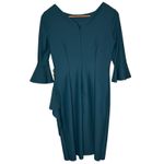 Alex Evenings Scuba Compression 3/4 Sleeve Ruffle Sheath Dress Teal size 2 Photo 5