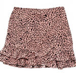 Francesca's Miami Mini Skirt Medium Pink Brown Animal Print Ruffle Tiered Chic Photo 0