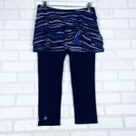 Athleta  Skortee Skirt Capri Leggings Blue‎ Stripe Activewear Womens Size Small Photo 4
