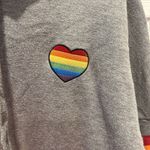 Hot Topic  Gray Rainbow Striped Hoodie Women’s Size XL‎ Pride Photo 2