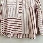 Umgee  Striped Henley Oversized Laser Cut Slouchy Long Sleeve Top Size L Photo 7
