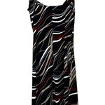 Y2K Vintage Von Mozart Slip Dress Womens S Black Abstract Ruffle Party Clubwear Photo 3