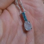 Opal and Aquamarine Sterling Silver Pendant Necklace Photo 4