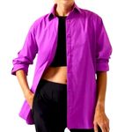 Athleta Oversized Jazzy Purple Poplin Performance Button Up Shirt NWT XL Photo 2