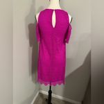 Lilly Pulitzer  Pink Lace‎ Cold Shoulder XXS Keyhole Back Scallop Hem Party Dress Photo 3