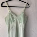 Vintage Shadowline Nightgown Slip Dress 36 Lace Trim Full Length 60s Coquette Green Photo 1