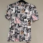 High Neck Short Sleeve Comic Book Shirt Black Size M Photo 0