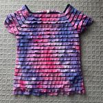 Tiara International Tiara Womens Small S Pink Purple Ruffle Blouse Top T Shirt Tee Y2K 90s Photo 7