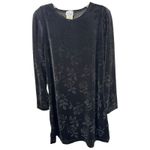 VTG Dress Black Velvet Burnout Size 10 Rose Print Shift Y2K 90s Long Sleeve 1806 Photo 1